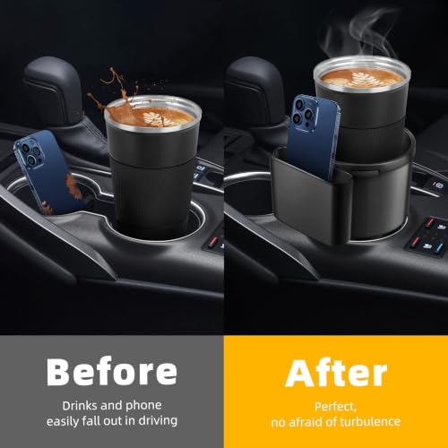 TYKOR Car Cup Holder Expander with Adjustable Base, Fits Bottles 16-46 OZ