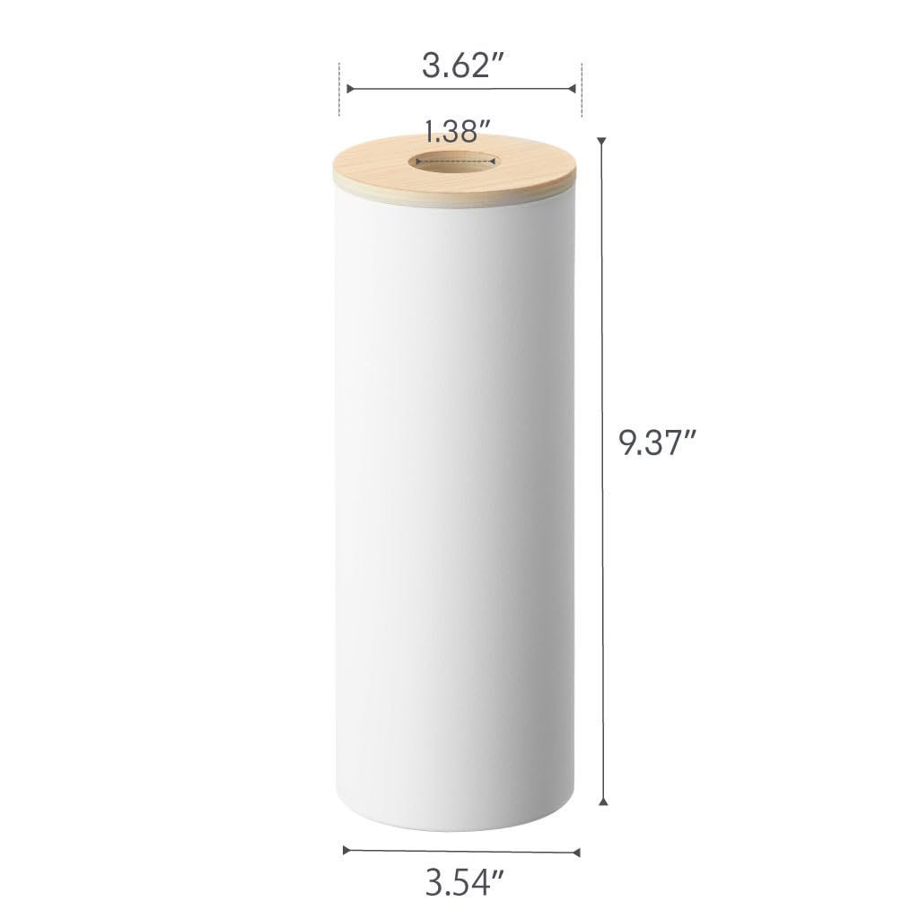 Round Steel Tissue Holder With Natural Wood Lid