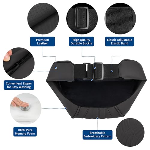 Dapucarin Car Headrest Memory Foam Neck Pillow for Driving with Leather