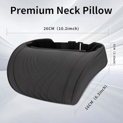 Dapucarin Car Headrest Memory Foam Neck Pillow for Driving with Leather