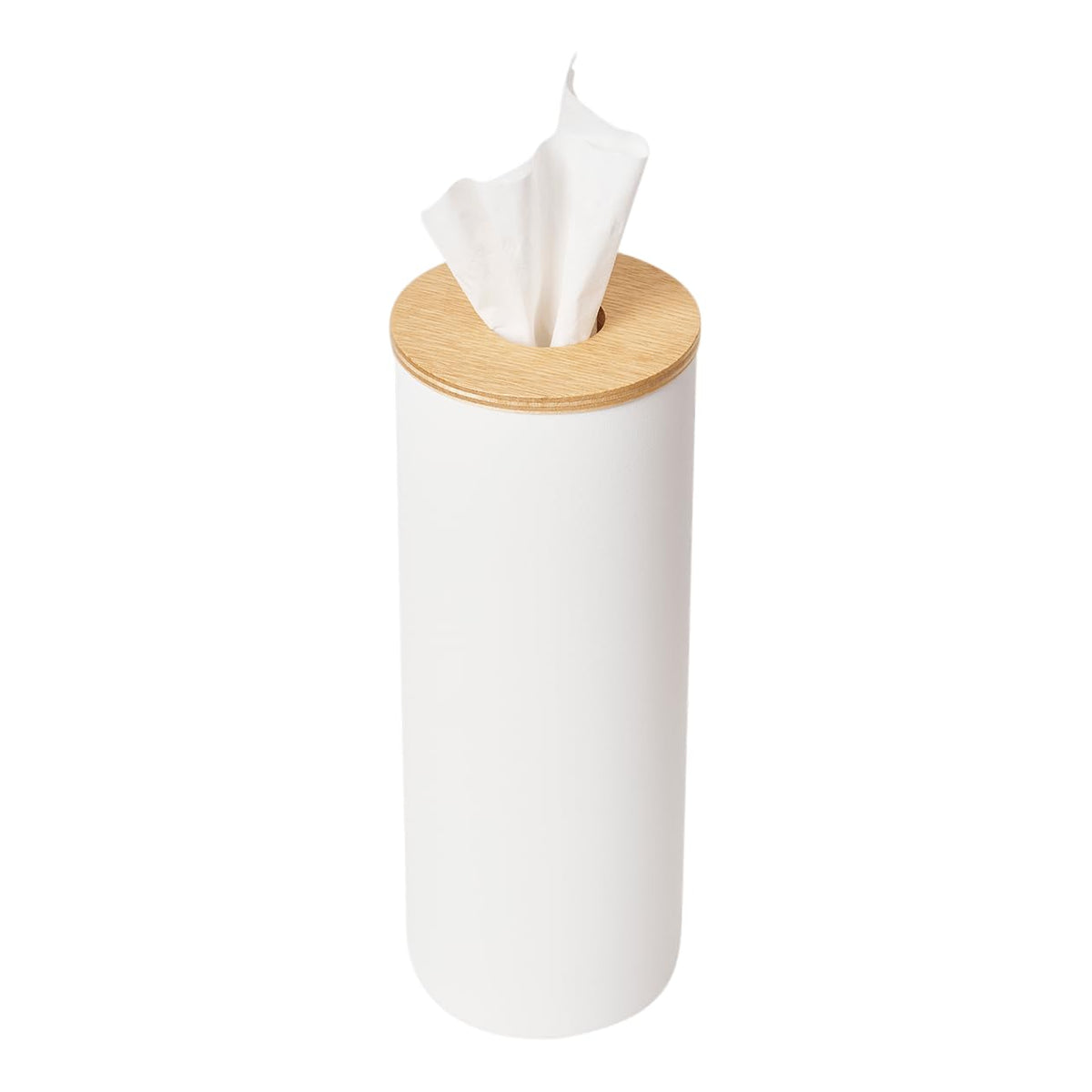 Round Steel Tissue Holder With Natural Wood Lid