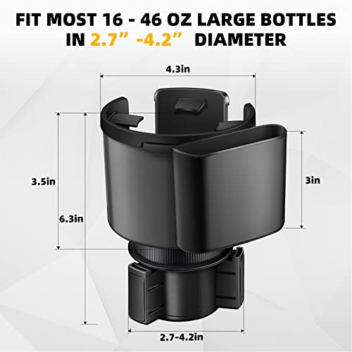 TYKOR Car Cup Holder Expander with Adjustable Base, Fits Bottles 16-46 OZ