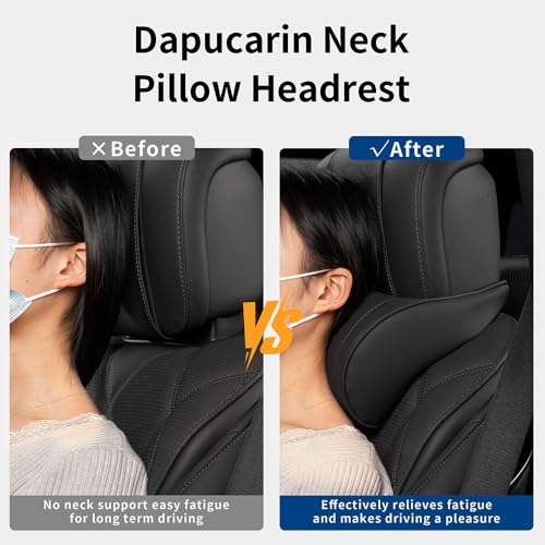 Dapucarin Car Headrest Memory Foam Neck Pillow for Driving with Leather