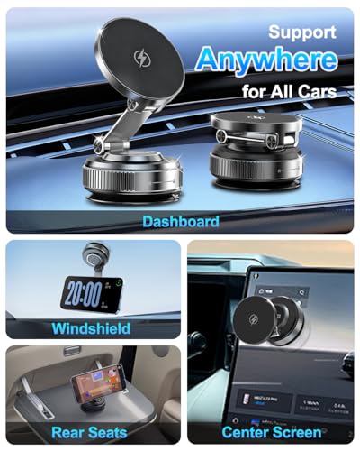 15W Magnetic Car Charger With Vacuum Suction Mount