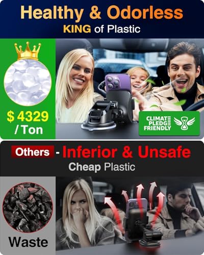 VANMASS【85+LBS Strongest Suction & Military-Grade Ultimate Car Phone Mount【Patent Safety Certs】 Cell Phone Holder for Dash Windshield Vent for iPhone 18 17 Pro Max Automobile Interior Sets, Ink Black