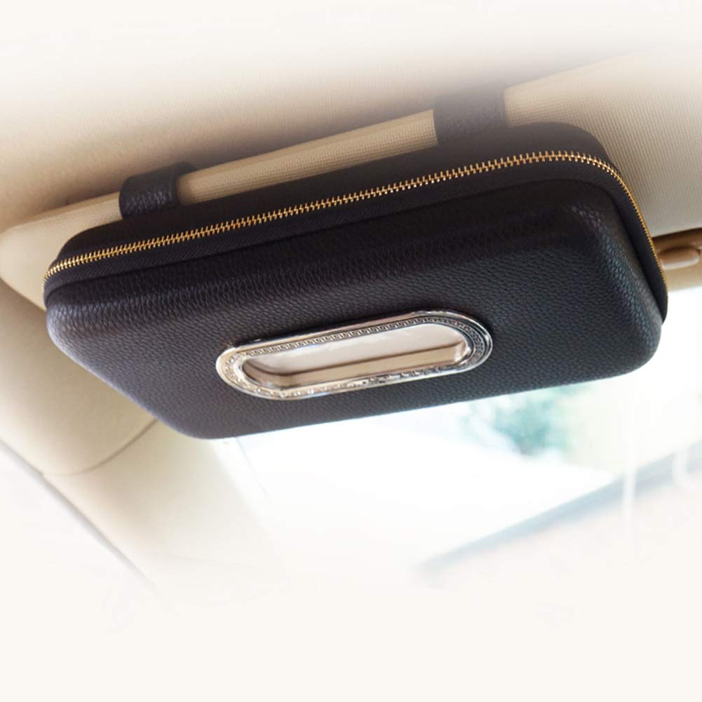 Leather Car Visor Tissue Holder With Slim Design