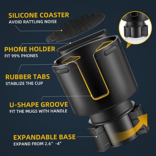 TYKOR Car Cup Holder Expander with Adjustable Base, Fits Bottles 16-46 OZ