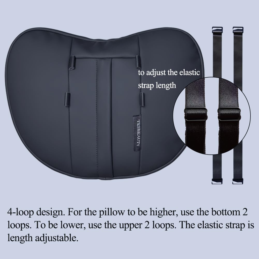 TANOLA TESBEAUTY Tesla Seat Headrest Pillow 2 Packs Tesla Neck Pillow Uniquely Designed for Tesla Model Y/3 Neck Support Cushion Genuine Nappa Leather White Black