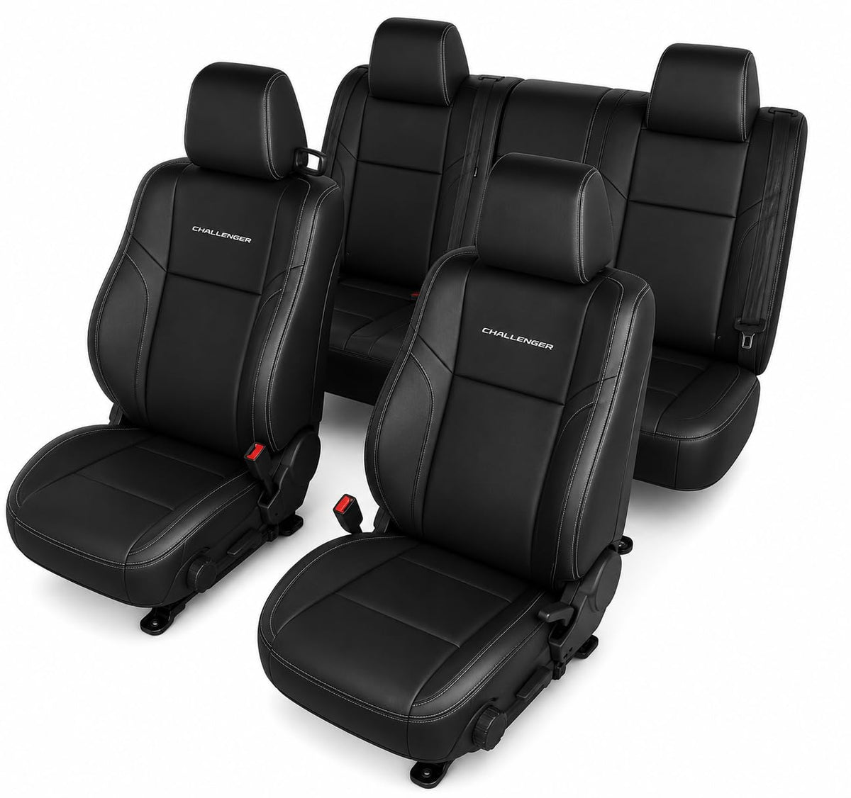 SR1 Performance Officially Licensed Custom Fit Seat Covers with Embroidered Logos - Premium Artificial Leather, Front & Rear Seat Protection