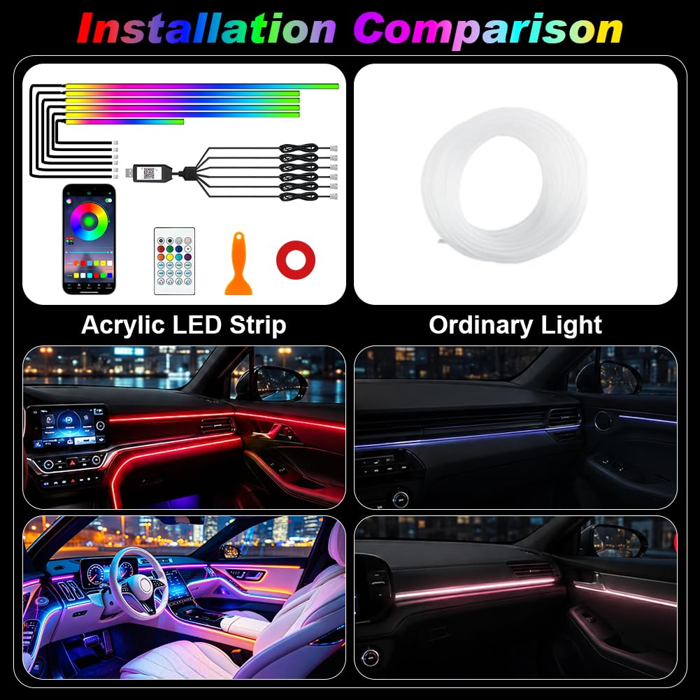 Premium Acrylic Car Ambient Lights With Remote