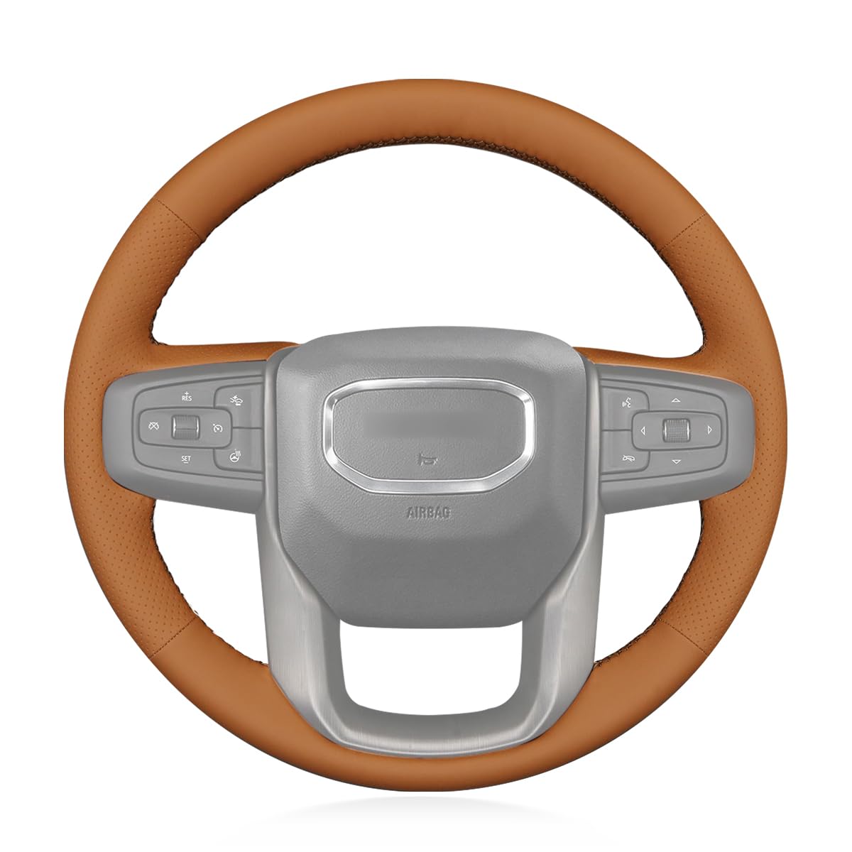 MEWANT Stitch On Custom Fit Steering Wheel Cover for GMC Sierra