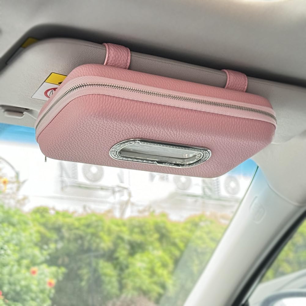 Cartisen Car Tissue Holder, Sun Visor Napkin Holder, Car Visor Tissue Holder, Luxury PU Leather Backseat Tissue Case Holder