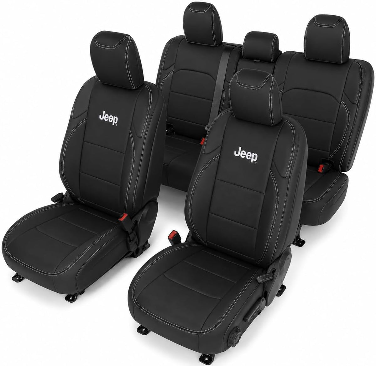 SR1 Performance Officially Licensed Custom Fit Seat Covers with Embroidered Logos - Premium Artificial Leather, Front & Rear Seat Protection
