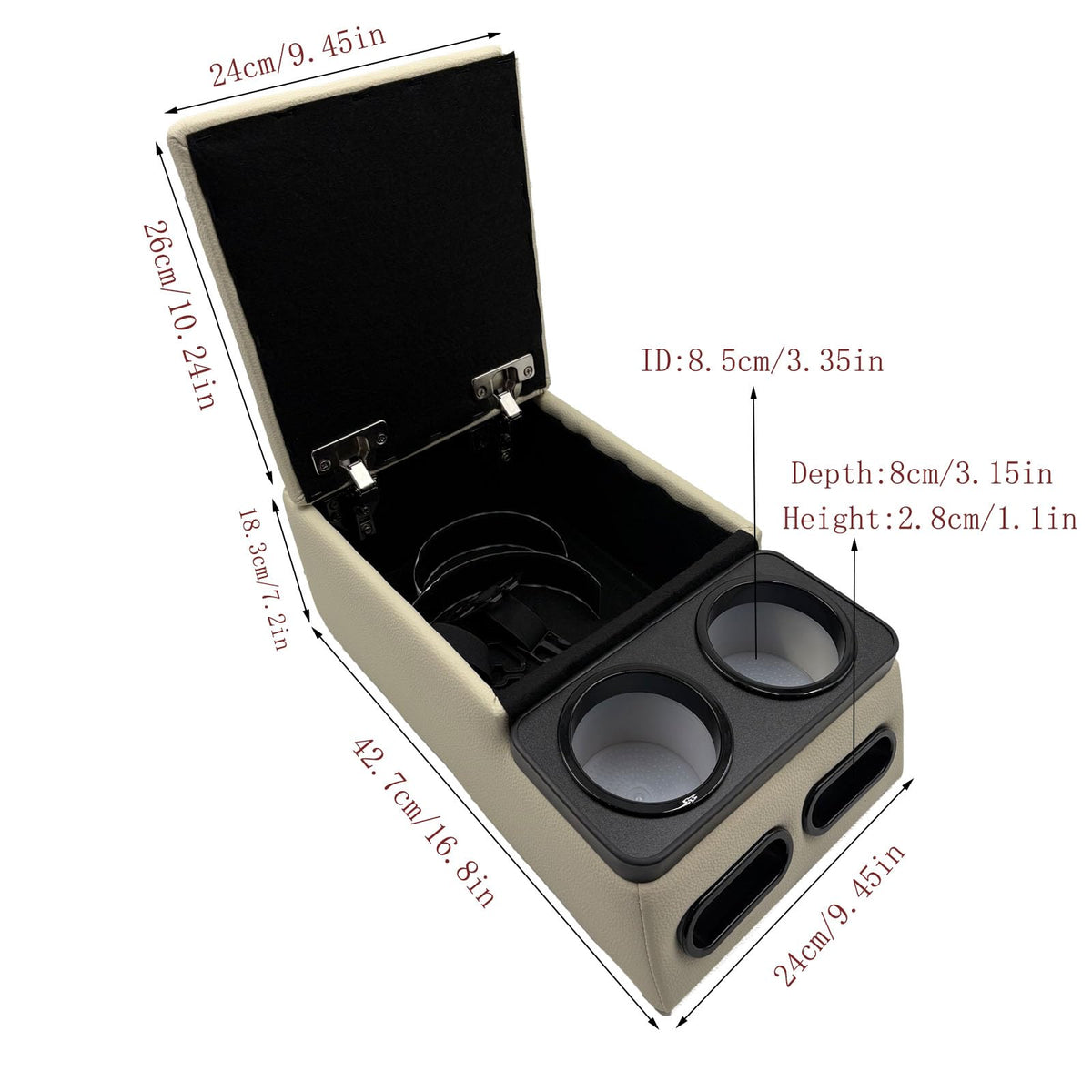 Universal Center Console Organizer With Cup Holders