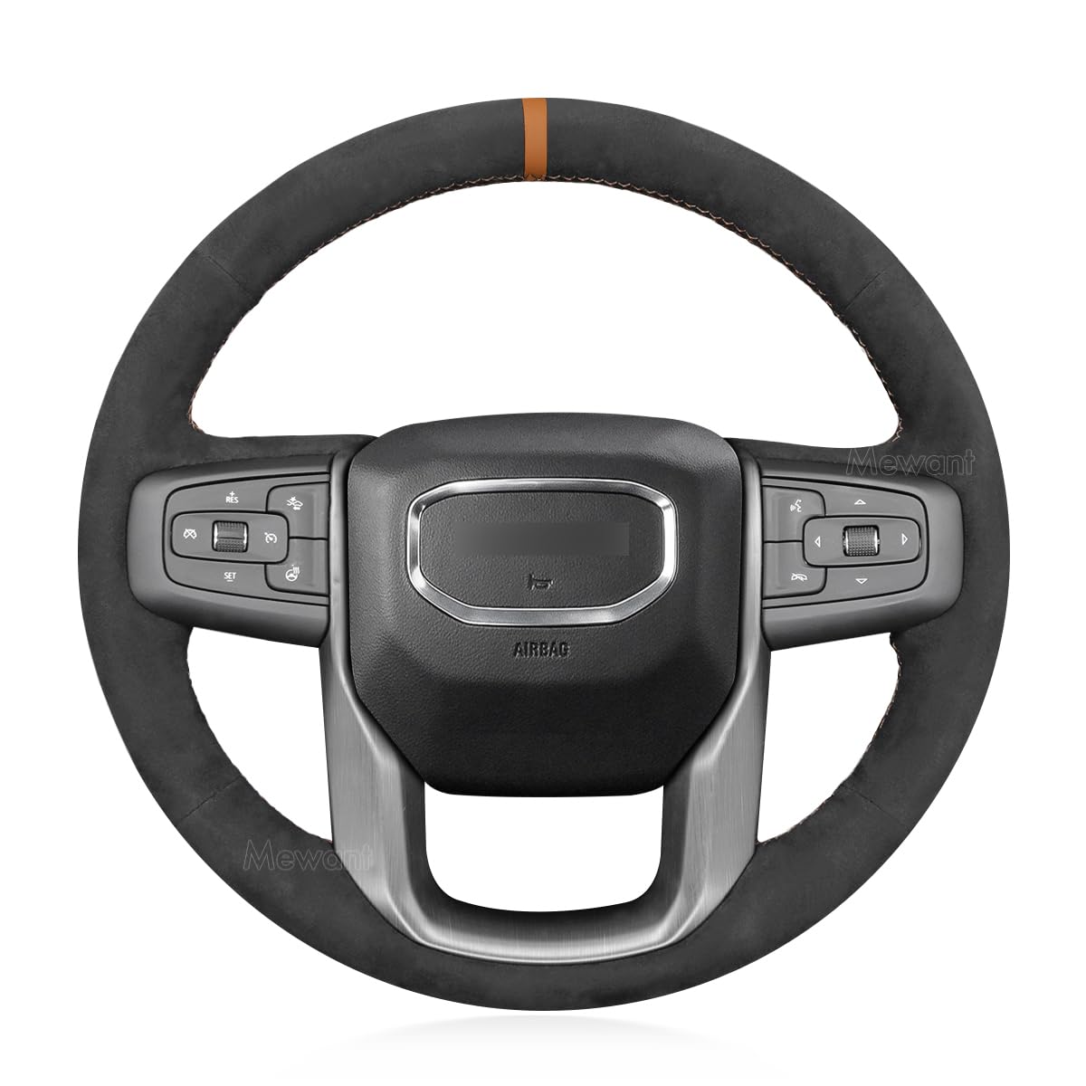 MEWANT Stitch On Custom Fit Steering Wheel Cover for GMC Sierra