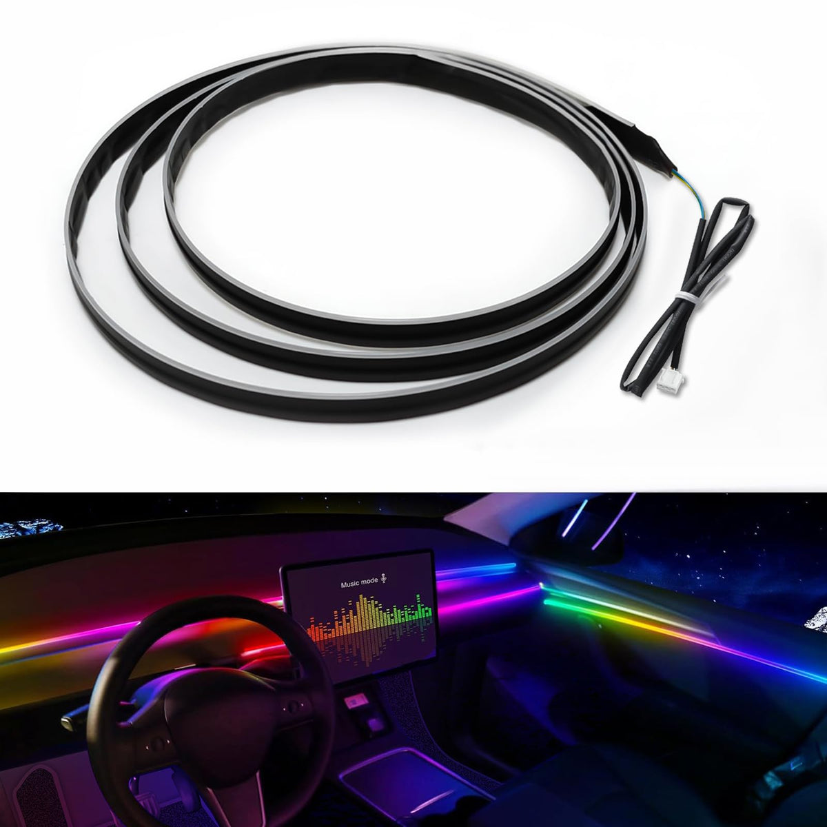 Acrylic Interior Car LED Strip Light with Wireless APP
