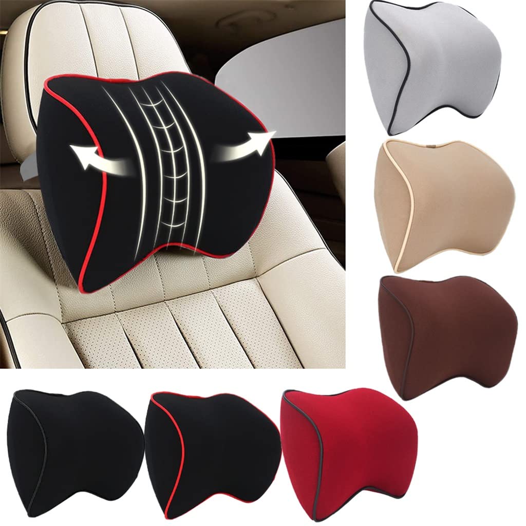 SDREYKUF Breathable Car Headrest Neck Pillow Auto Seat Memory Foam Support Rest Protector Automobiles Interior
