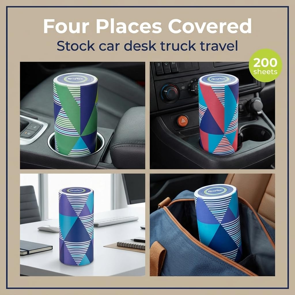 Reeflex Car Tissues Cup Holder Canisters, Soft 2-Ply Travel Size