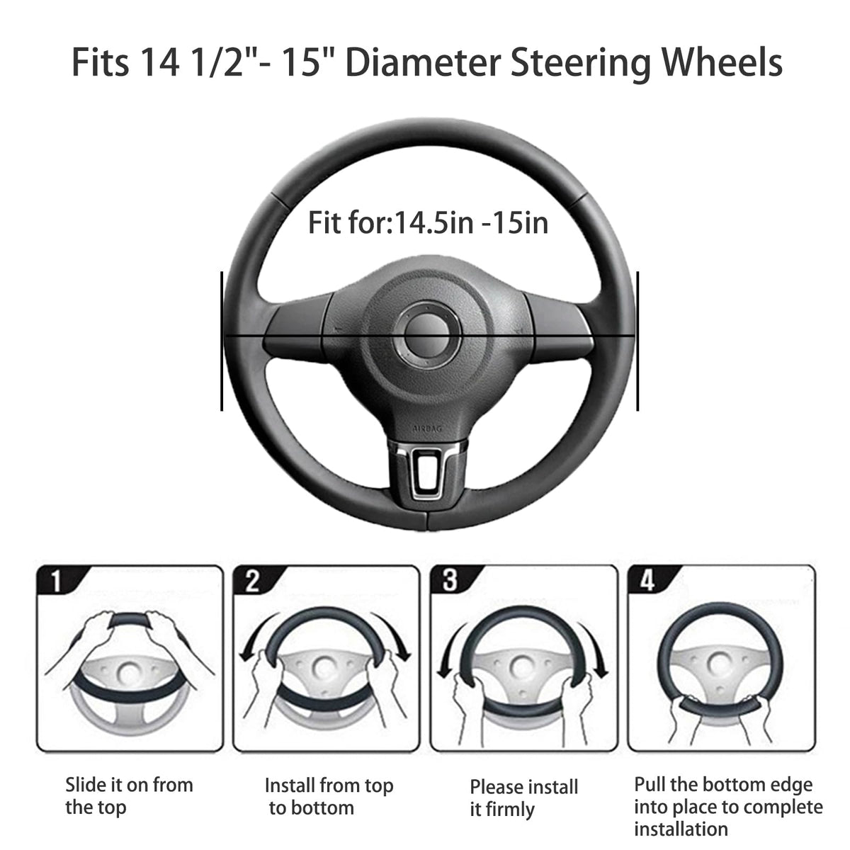 Genuine Leather Steering Wheel Cover With Soft Grip