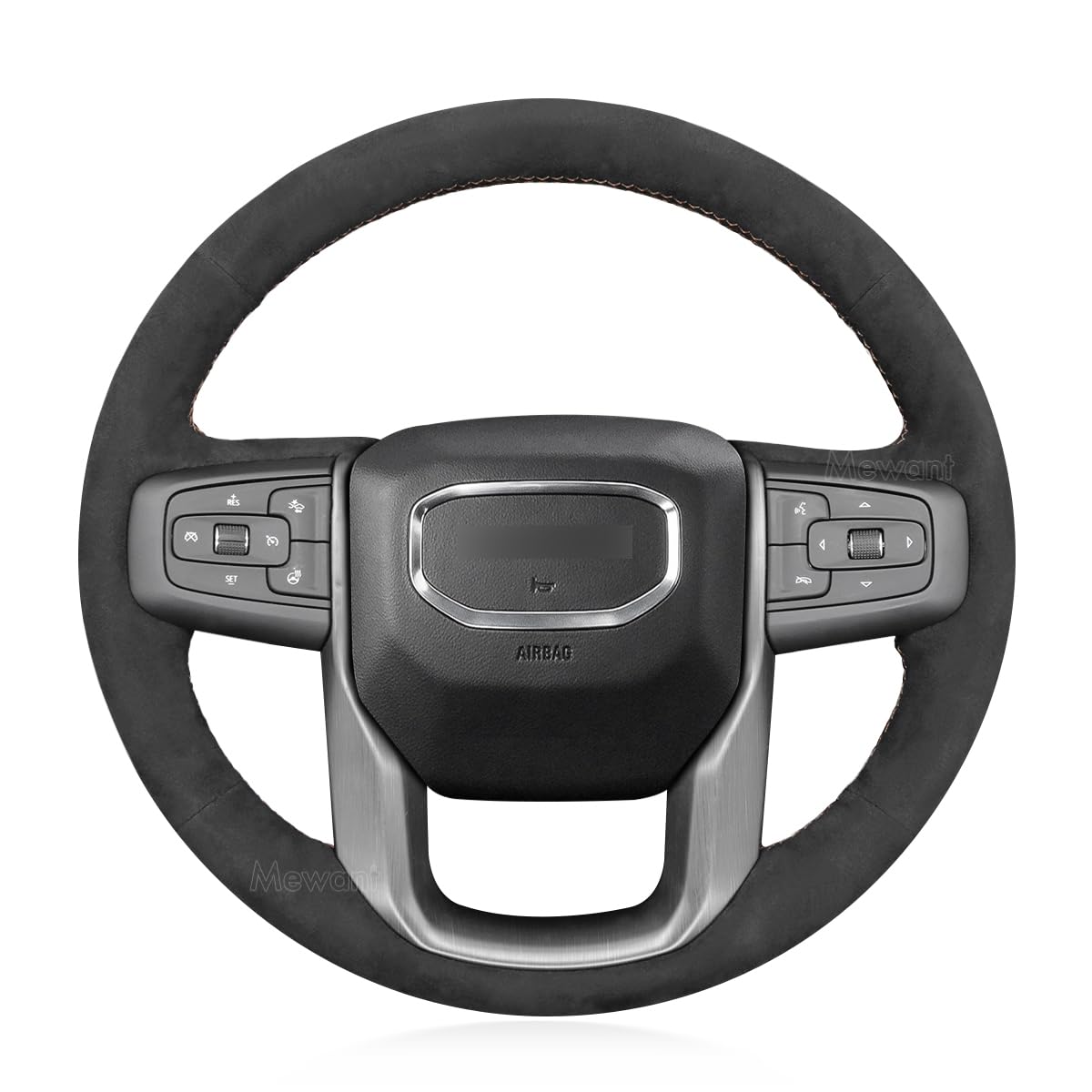 MEWANT Stitch On Custom Fit Steering Wheel Cover for GMC Sierra