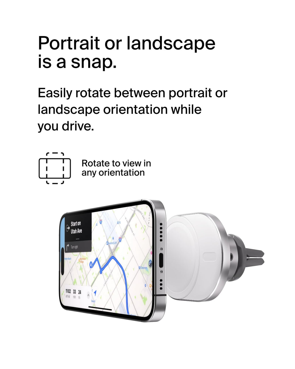 Magnetic Car Charger With 15W Wireless Charging
