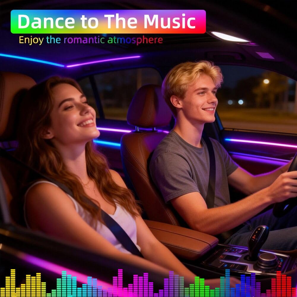 Fiber Optic Car Ambient Lights With App & Remote