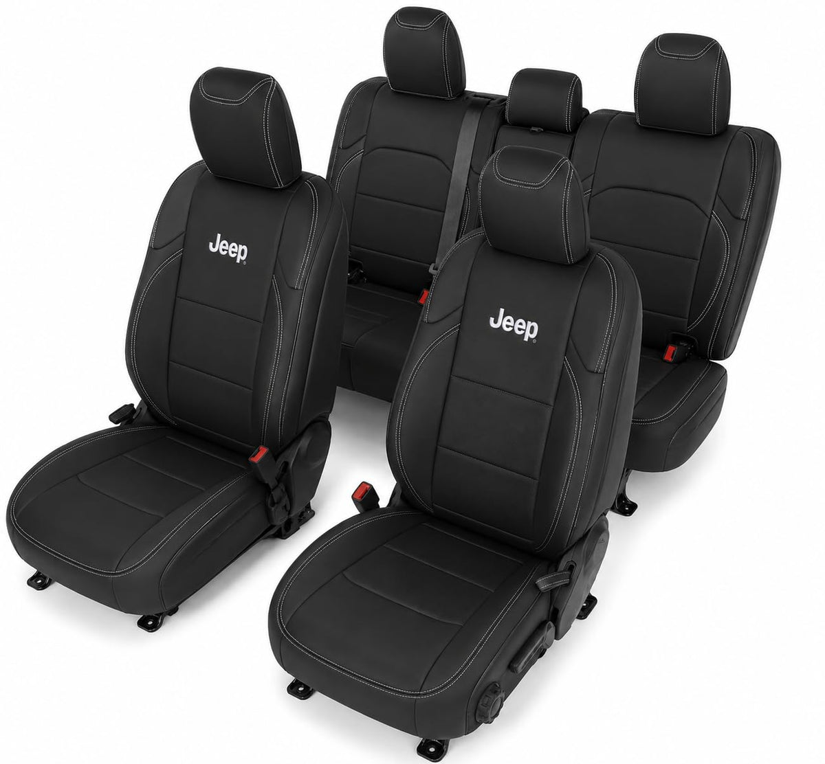SR1 Performance Officially Licensed Custom Fit Seat Covers with Embroidered Logos - Premium Artificial Leather, Front & Rear Seat Protection