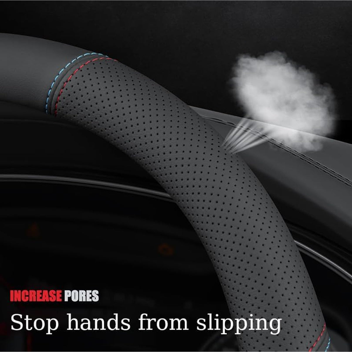 Hsolumen for MG ZS 2020-2026 Car Steering Wheel Cover Anti-Slip Breathable Car Steering Wheel Protector Car Accessories Interior