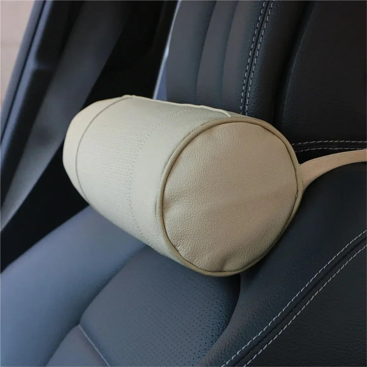 Genuine Leather Car Neck Pillow With Memory Foam