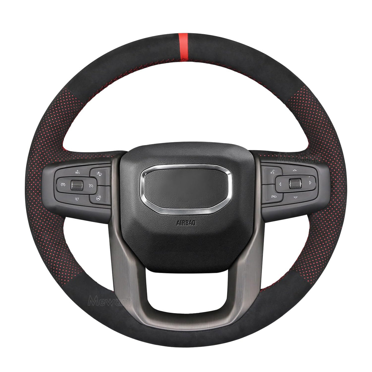 MEWANT Stitch On Custom Fit Steering Wheel Cover for GMC Sierra