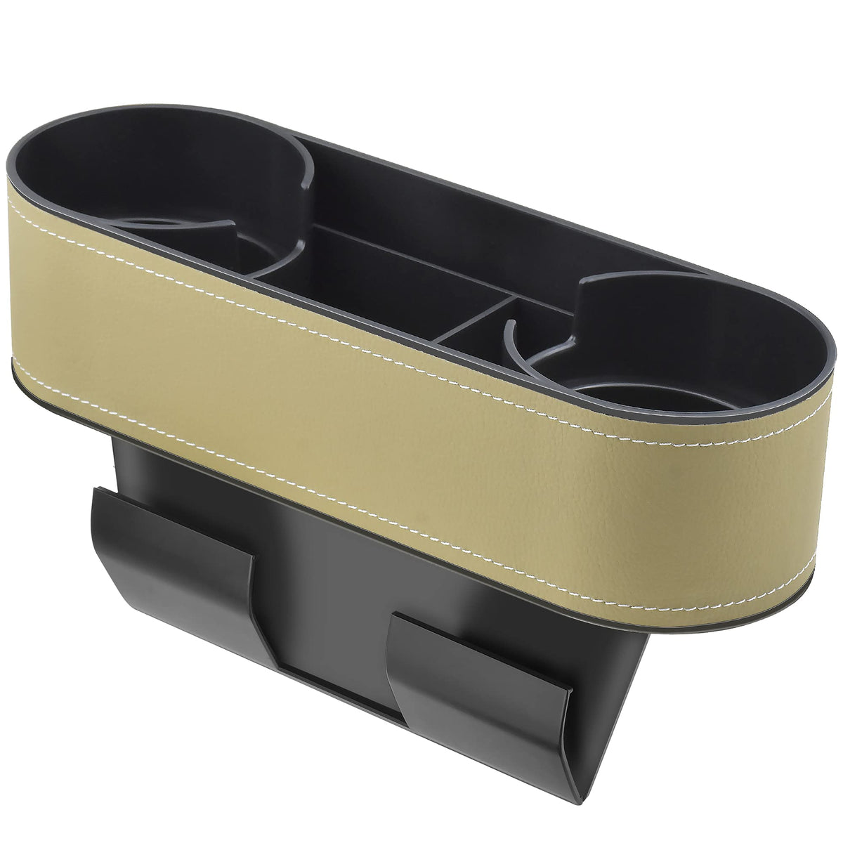 Leather Console Side Pocket With Cup & Phone Holder