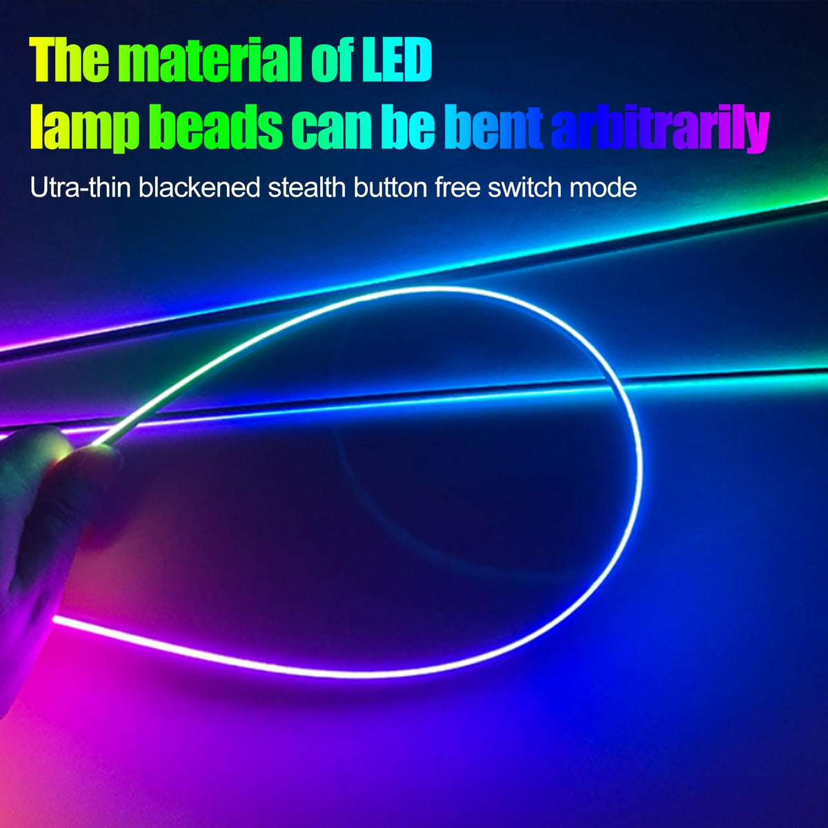 HMYC Acrylic Interior Car LED Strip Light with APP, 18-in-1 128 Colorful 6 Pieces Fiber Optic Car Decoration Atmosphere Light Kits, Dual Zone Music Sync Rhythm RGB Neon Lighting for All Cars
