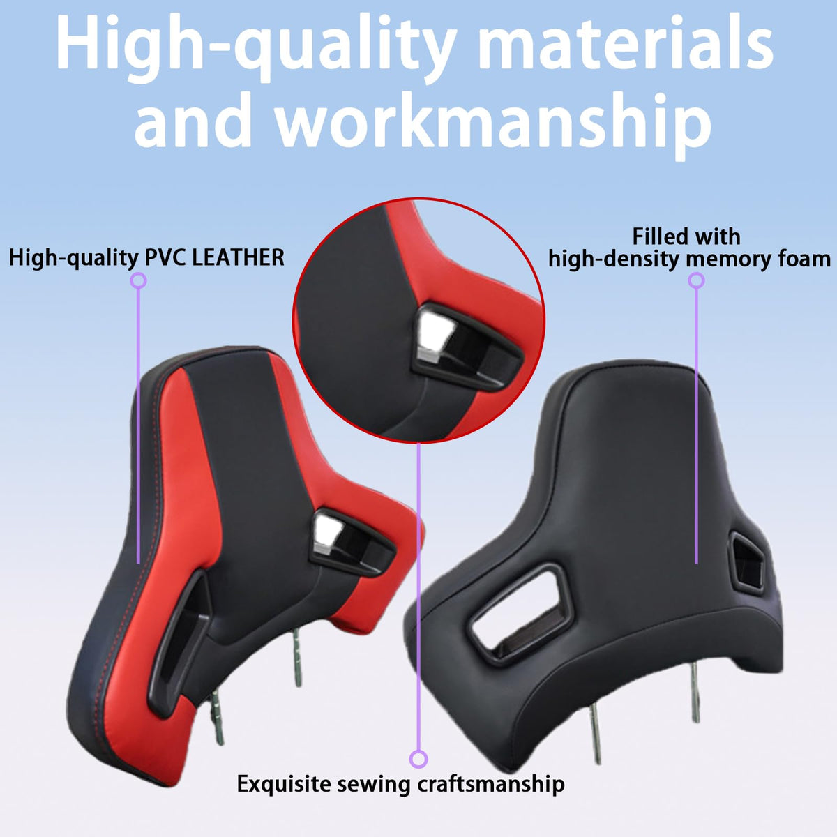 Sports Style Car Headrest Pillow for Mercedes-Benz E Class MK4-W212 2010-2015,Triangular Hole Split Type Car Seat Headrests Racing Modified, Modification Accessories