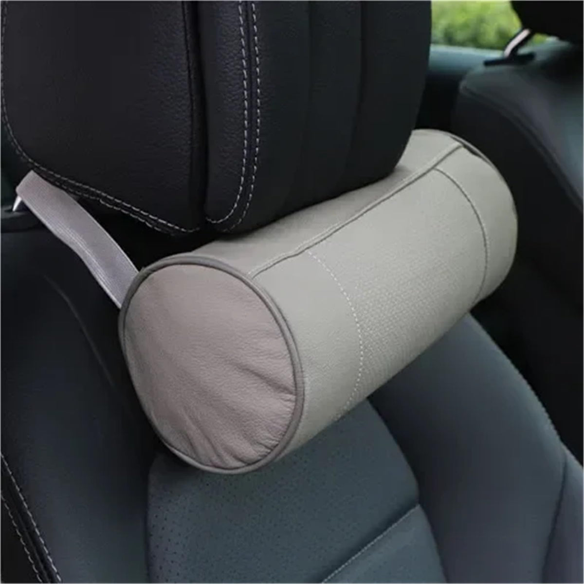 Genuine Leather Car Neck Pillow With Memory Foam