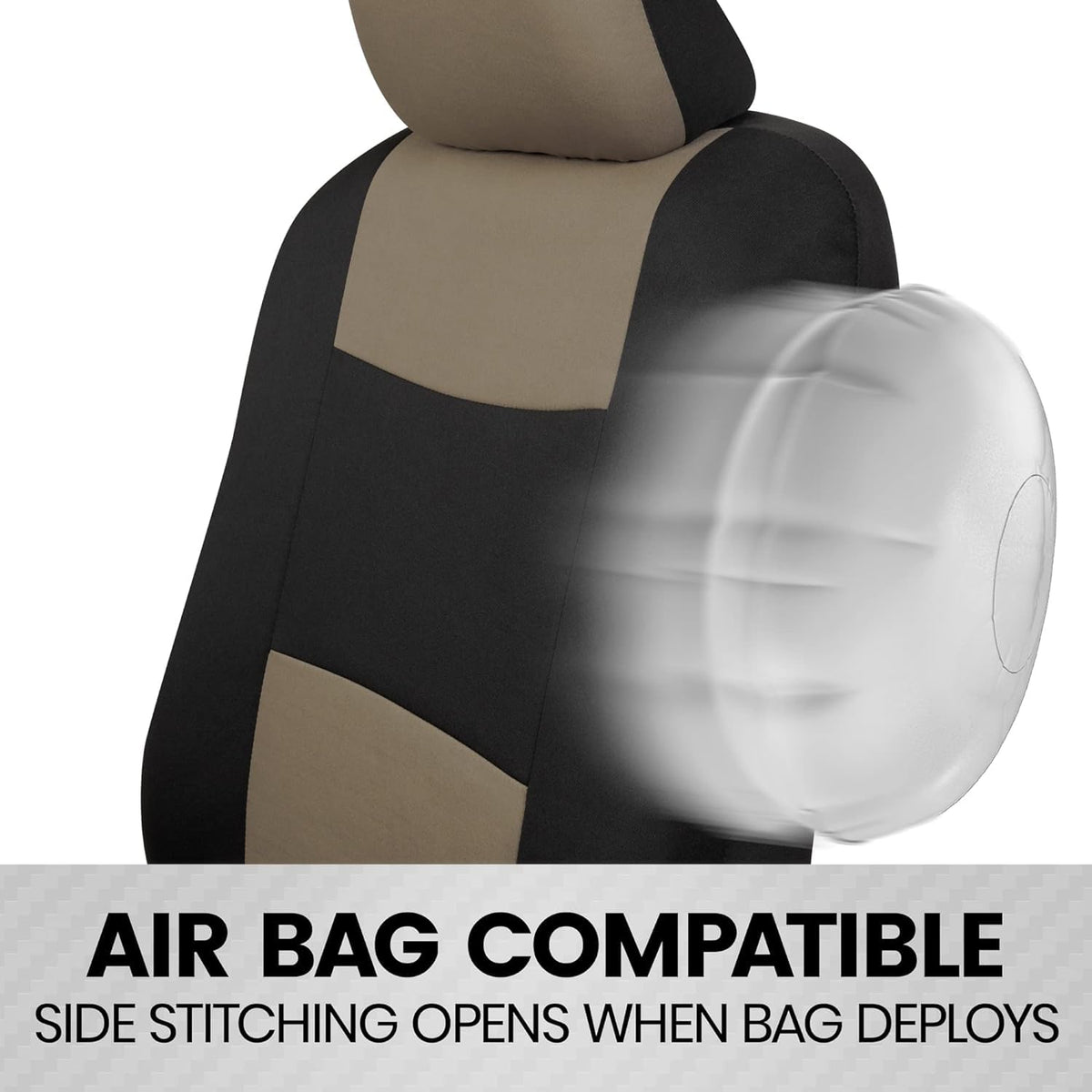 BDK PolyPro Car Seat Covers Full Set, Front and Rear Split Bench Seat Covers for Cars, Easy to Install Car Seats Cover Set and Accessories for Auto Trucks Van SUV