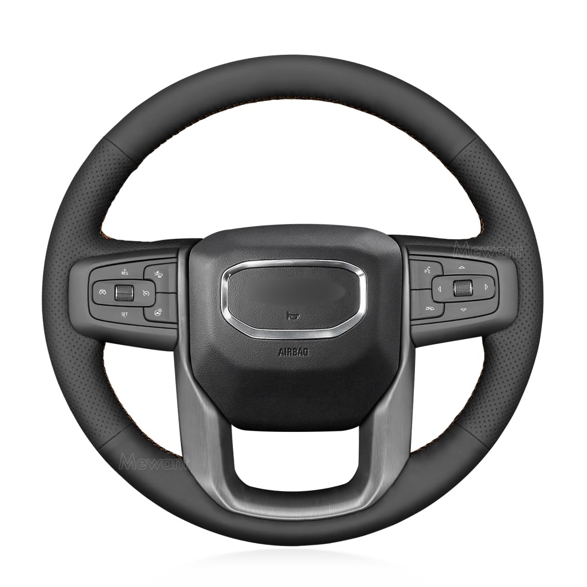 MEWANT Stitch On Custom Fit Steering Wheel Cover for GMC Sierra
