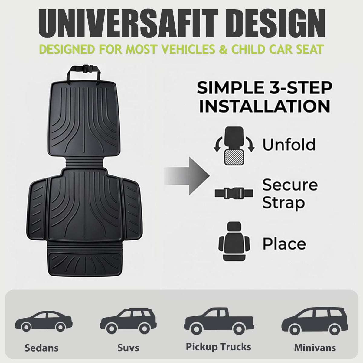 TPE Car Seat Protector With Waterproof Anti-Slip Grip