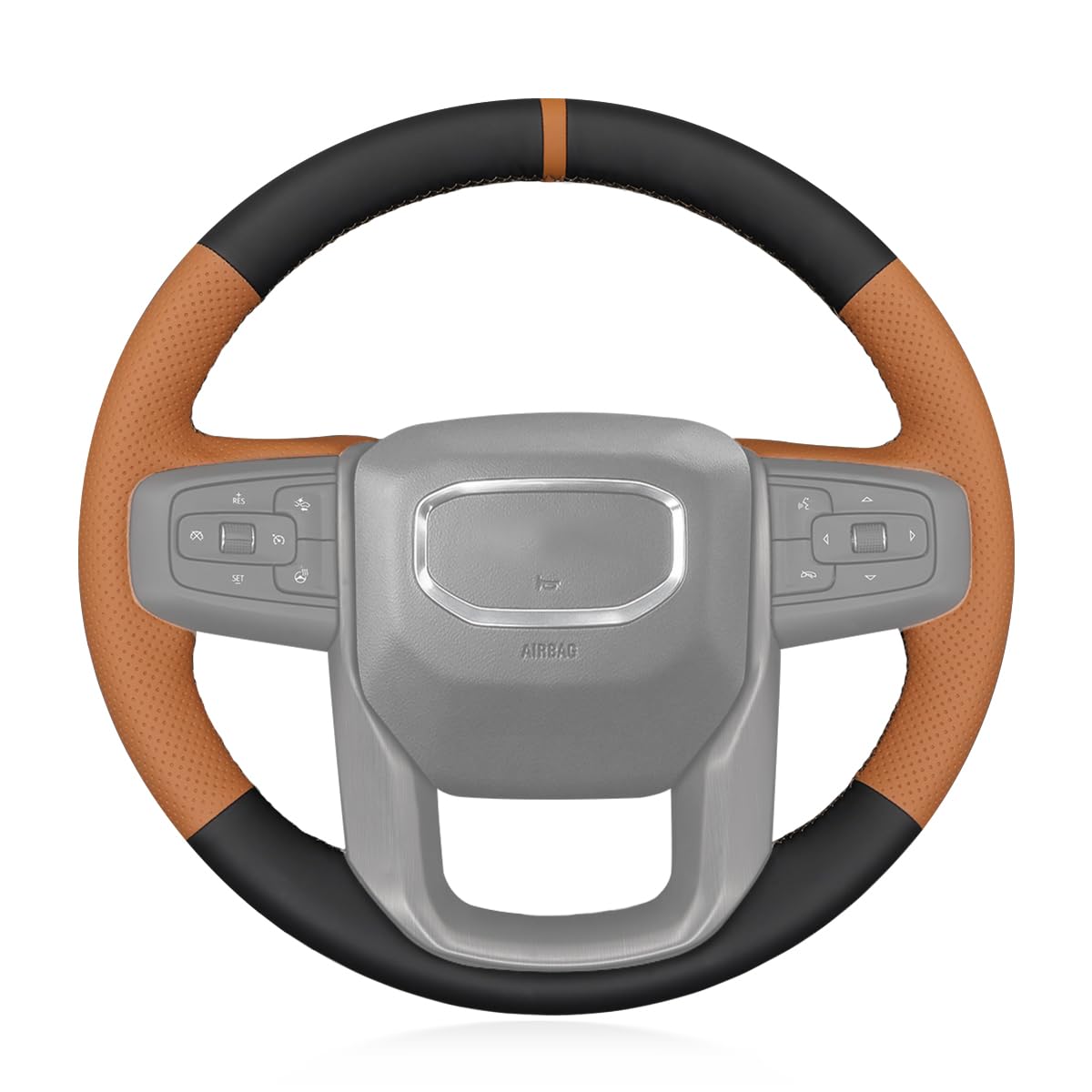 MEWANT Stitch On Custom Fit Steering Wheel Cover for GMC Sierra