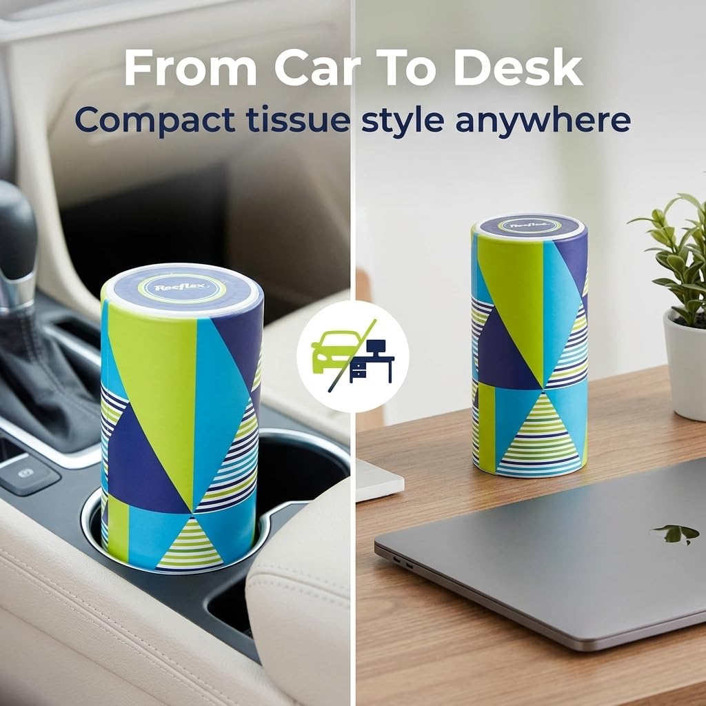 Reeflex Car Tissues Cup Holder Canisters, Soft 2-Ply Travel Size