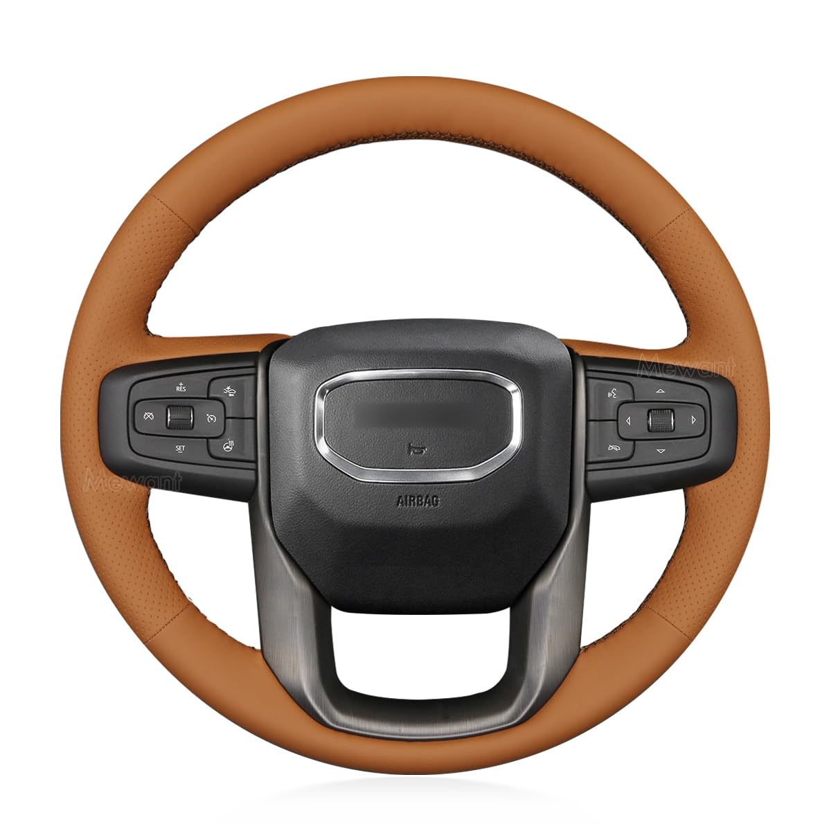 MEWANT Stitch On Custom Fit Steering Wheel Cover for GMC Sierra