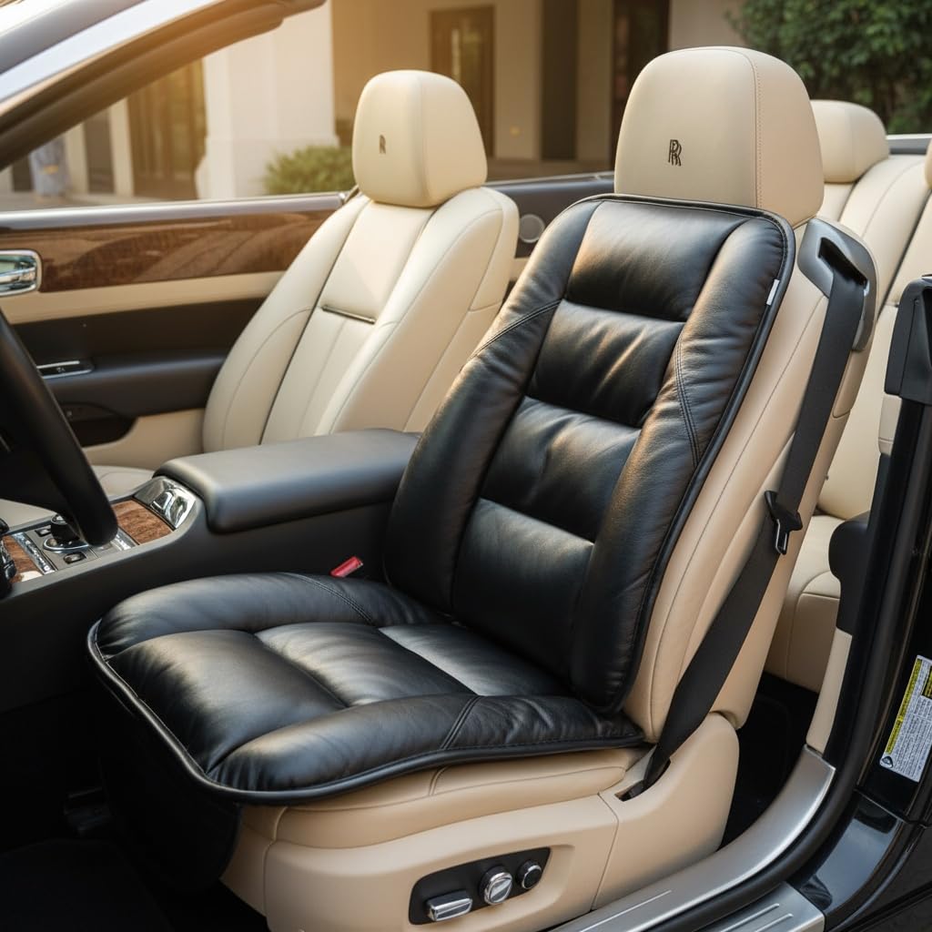 CORRIDOR Genuine Leather Seat Cushion for Car - Handmade - Relieve Hip, Pressure and Sciatica Pain - Ideal for Lower Back Pain - for Office Chair and Car Seat