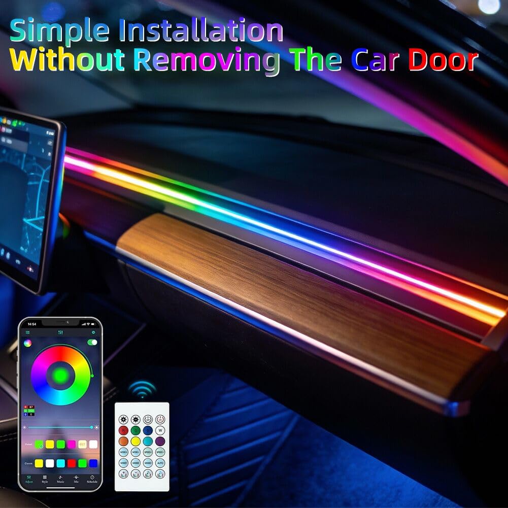 Fiber Optic Car Ambient Lights With App & Remote