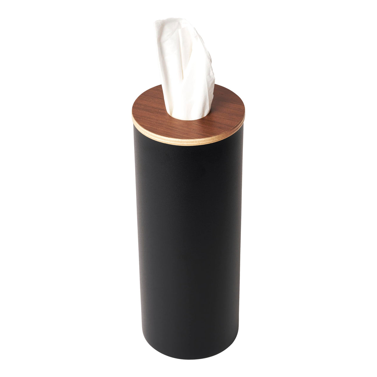 Round Steel Tissue Holder With Natural Wood Lid
