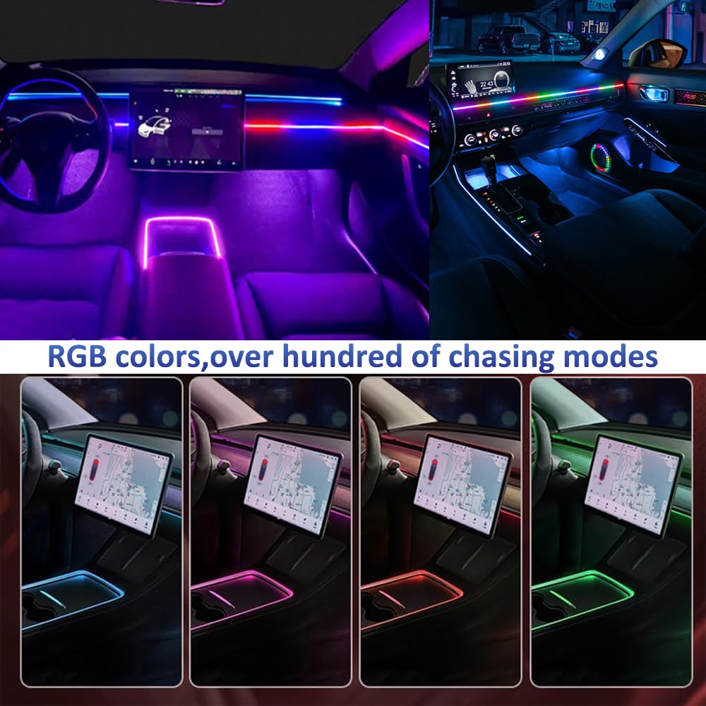 Fiber Optic Car Ambient Lights With App & Remote