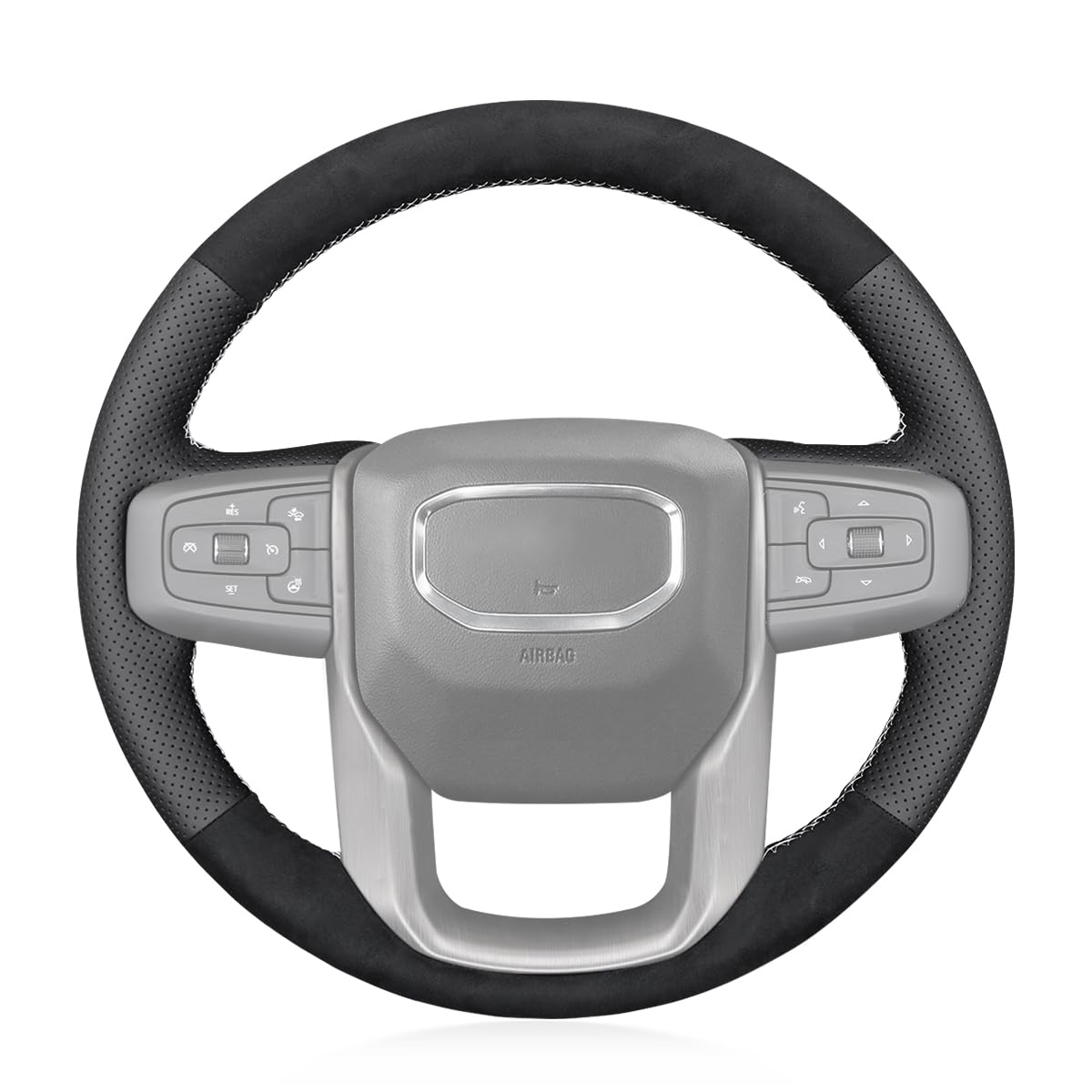 MEWANT Stitch On Custom Fit Steering Wheel Cover for GMC Sierra
