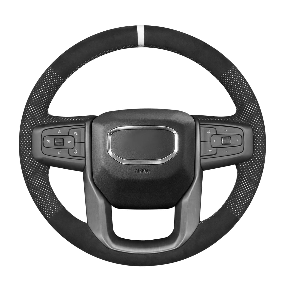 MEWANT Stitch On Custom Fit Steering Wheel Cover for GMC Sierra