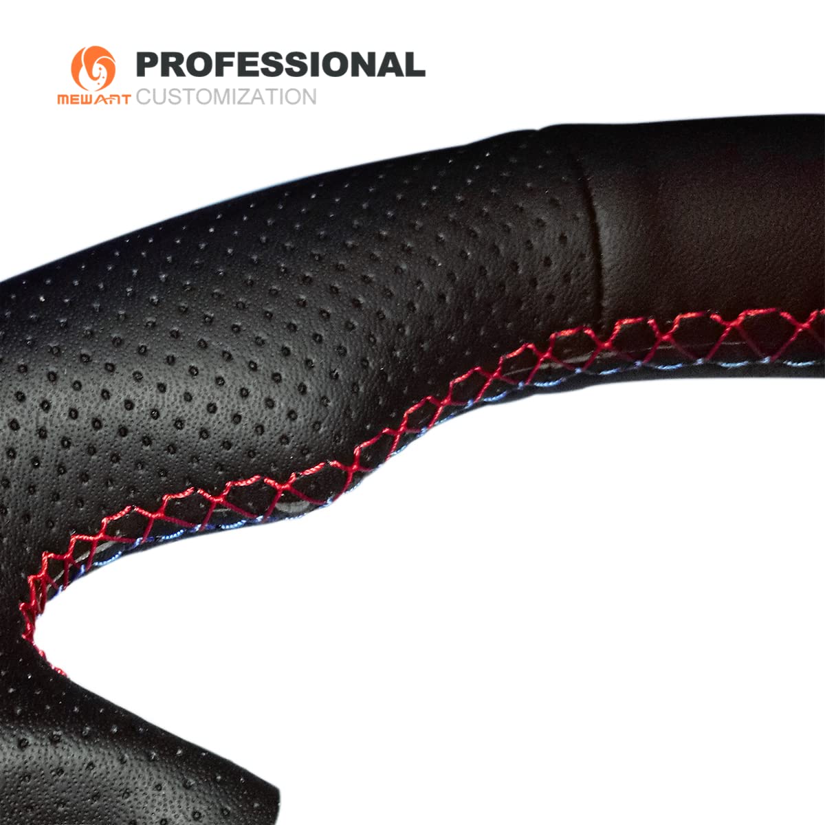 MEWANT Stitch On Custom Fit Steering Wheel Cover for BMW M5 E60 M6 E63