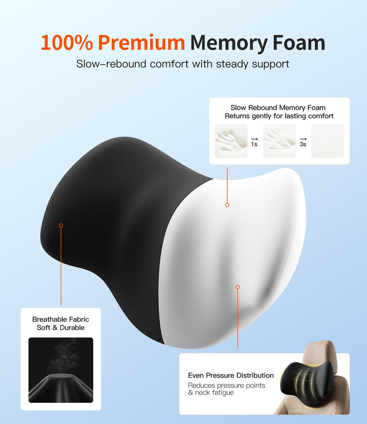 Driver Car Neck Pillow With Ergonomic Head Support