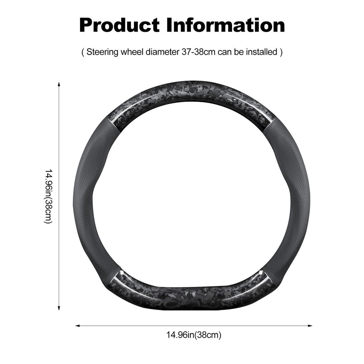 D-Shaped Carbon Fiber Steering Wheel Cover