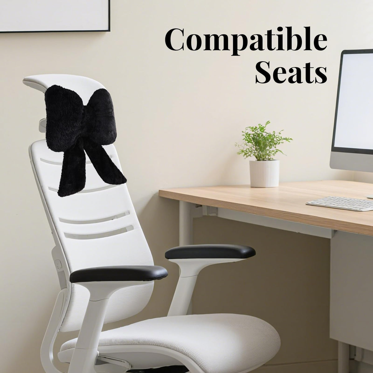 Plush Bow Car Headrest Pillows With Soft Cushioning